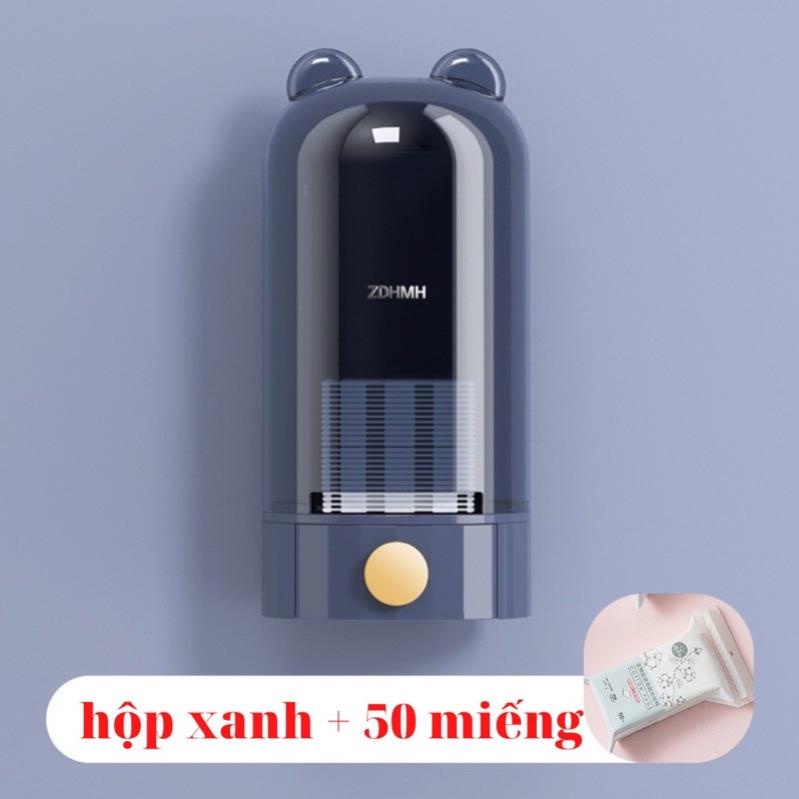 Hộp Đựng Bông Tẩy Trang Hình Gấu, Rút Bông, Kháng Khuẩn, Kháng Bụi Gắn Tường hoặc để bànTặng Kèm 50 miếng