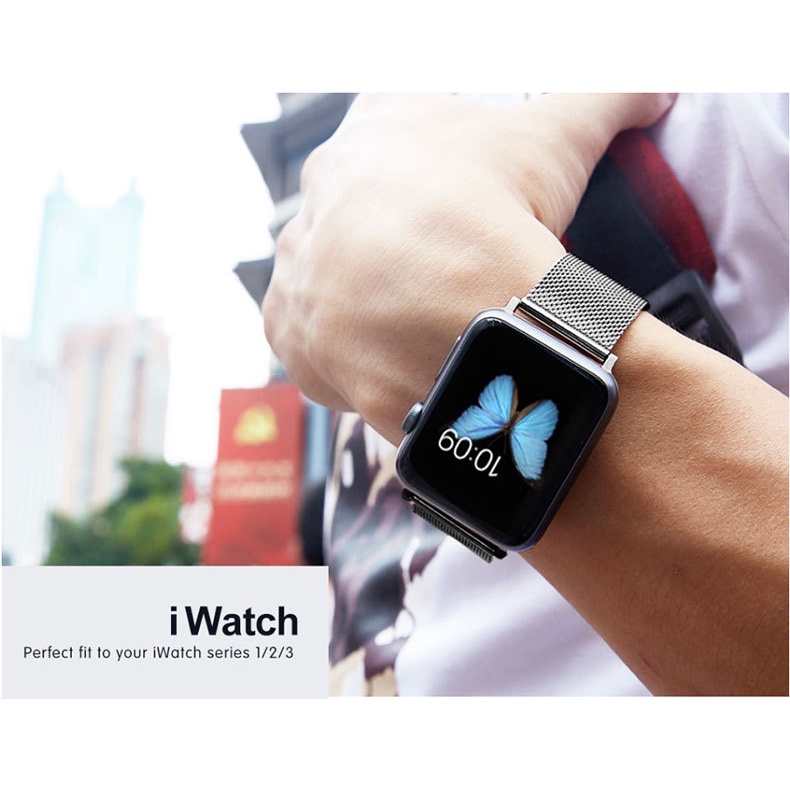 Dây Đeo Đồng Hồ Dạng Lưới Bằng Kim Loại 44mm 40mm 45mm 41mm 42mm 38mm Cho iwatch Series 7 6 SE 5 4 3