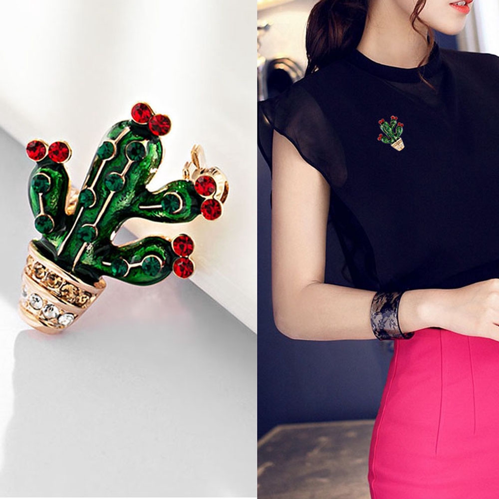 FORBETTER Leaf Flower|Sweater Pin Cactus Style Scarf Clip Brooch Pin
