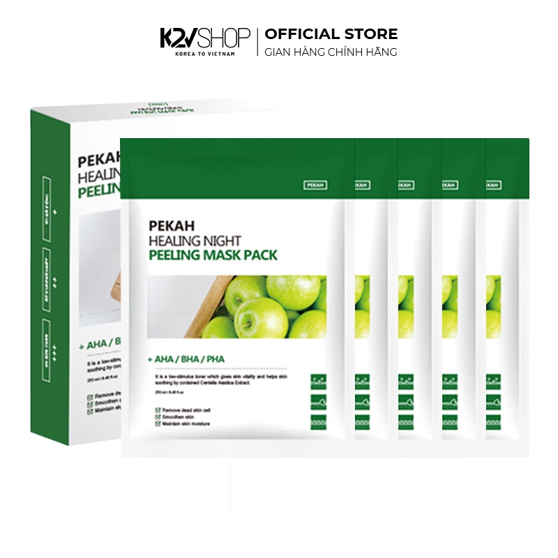 Mặt nạ phục hồi ban đêm giúp tẩy da chết PEKAH HEALING NIGHT Peeling Mask Pack 1 HỘP 5 MIẾNG - K2V Shop