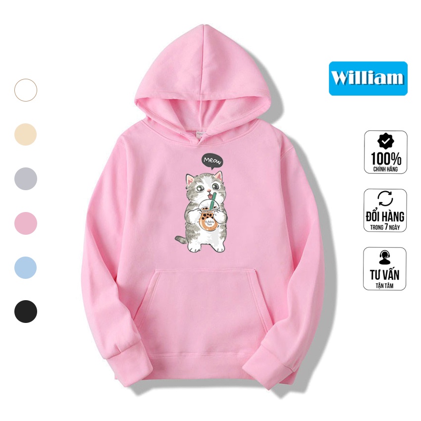 Áo hoodie nam nữ hình Mèo dễ thương chất nỉ bông dày dặn, in Pet cao cấp William - DS217