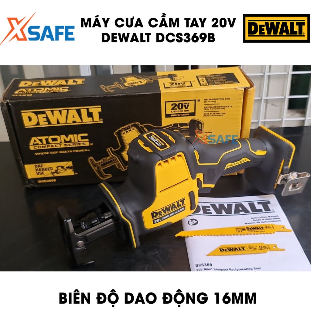 Máy cưa cầm tay 20V Max DEWALT DCS369B Máy cưa chính hãng DeWalt, dùng pin, động cơ không chổi than, có đèn LED làm việc