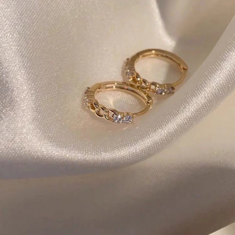 Khuyên Tai Dạng Chuỗi Đính Đá Zircon Phong Cách Pháp Tinh Tế Thời Trang / Bông Tai
