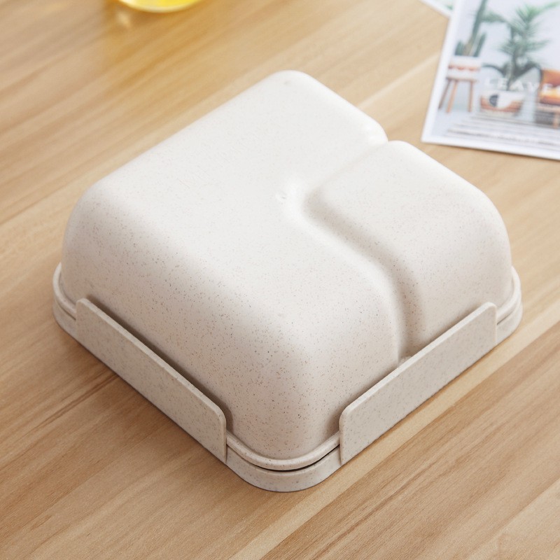 Hộp cơm lúa mạch 2 ngăn có muỗng đũa 1100ml