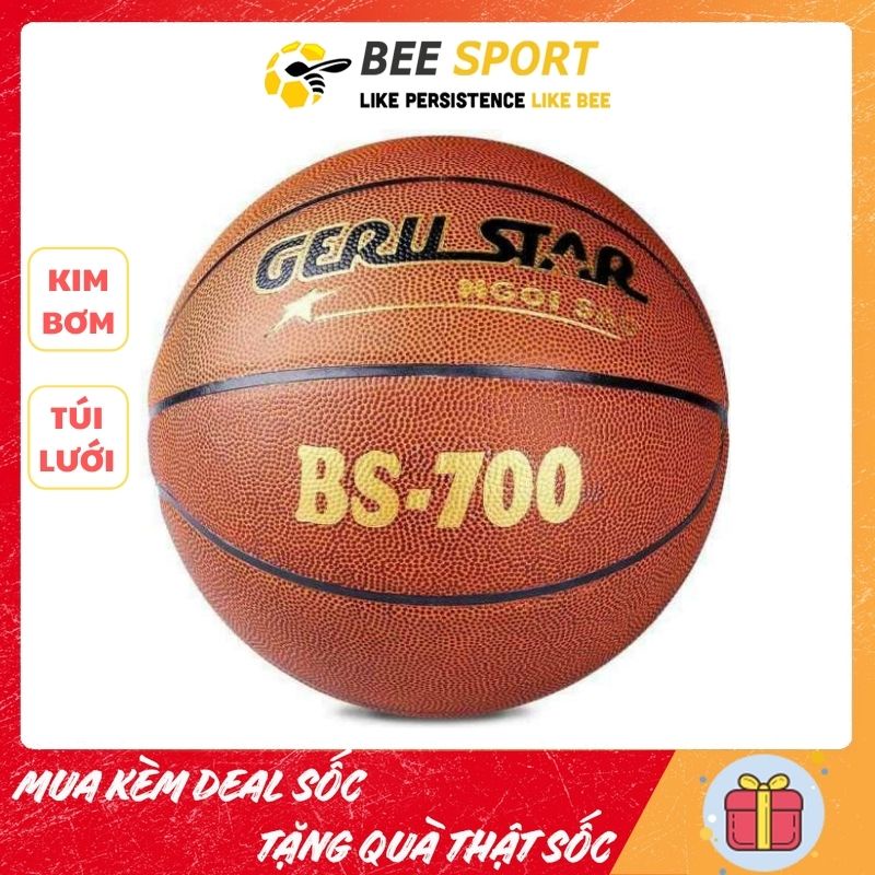 Bóng rổ Geru BS-700 - Quả bóng rổ da PVC cao cấp dùng tập luyện cho nam và nữ, kèm kim bơm và túi lưới