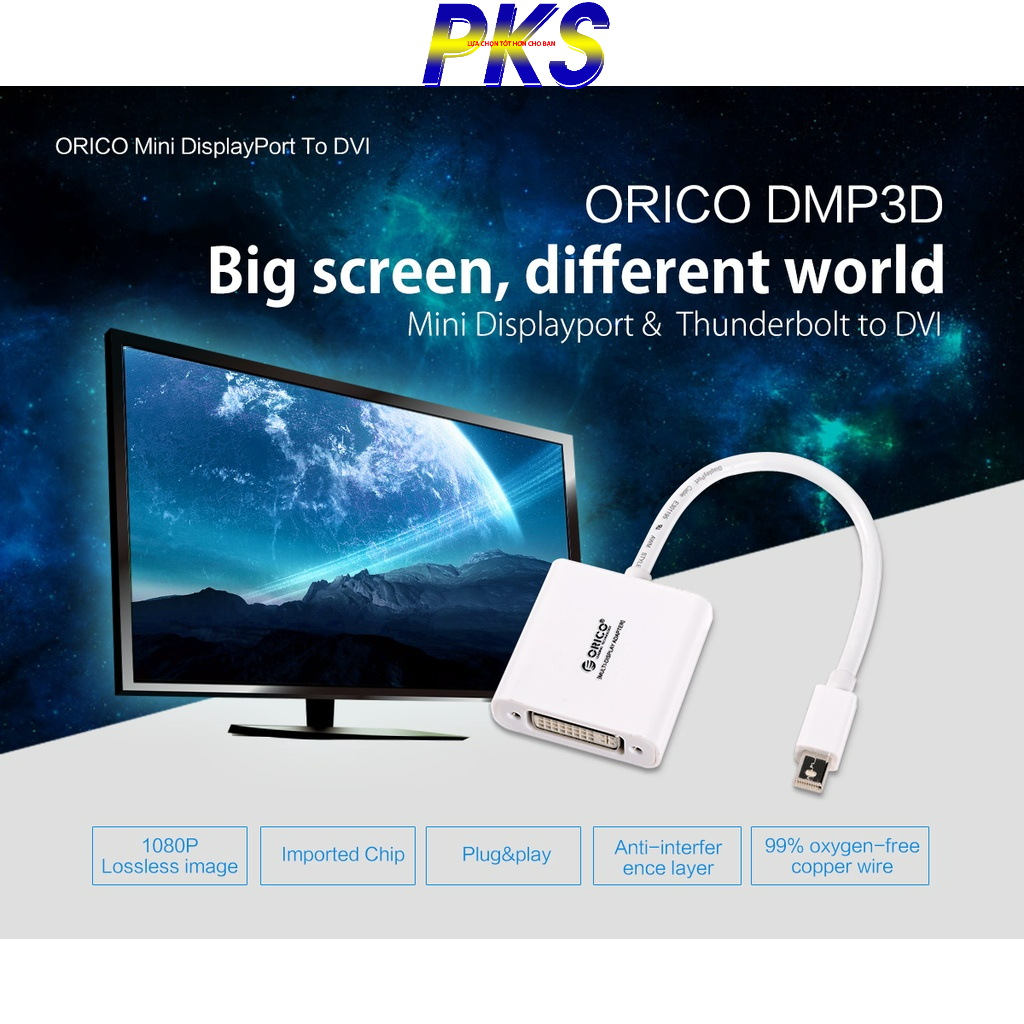 Đầu Chuyển Mini Displayport To DVI Orico DMP3D-WH - Hàng chính hãng