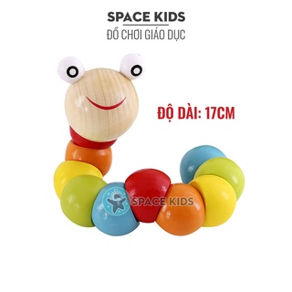 Đồ chơi gỗ thông minh con sâu gỗ uốn dẻo Space Kids nhiều màu sắc cho bé