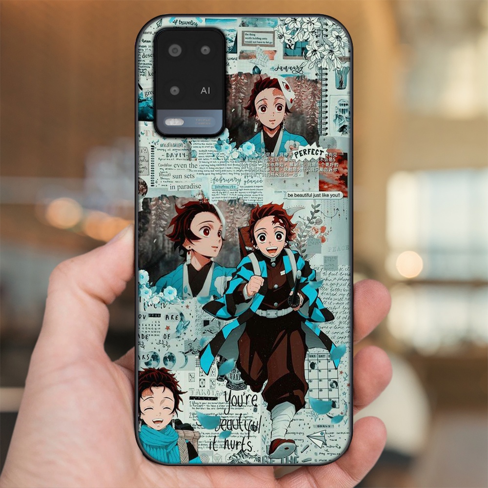 Ốp lưng Oppo A54 4G, A54 5G viền đen in hình Tanjiro Kimetsu No Yaiba