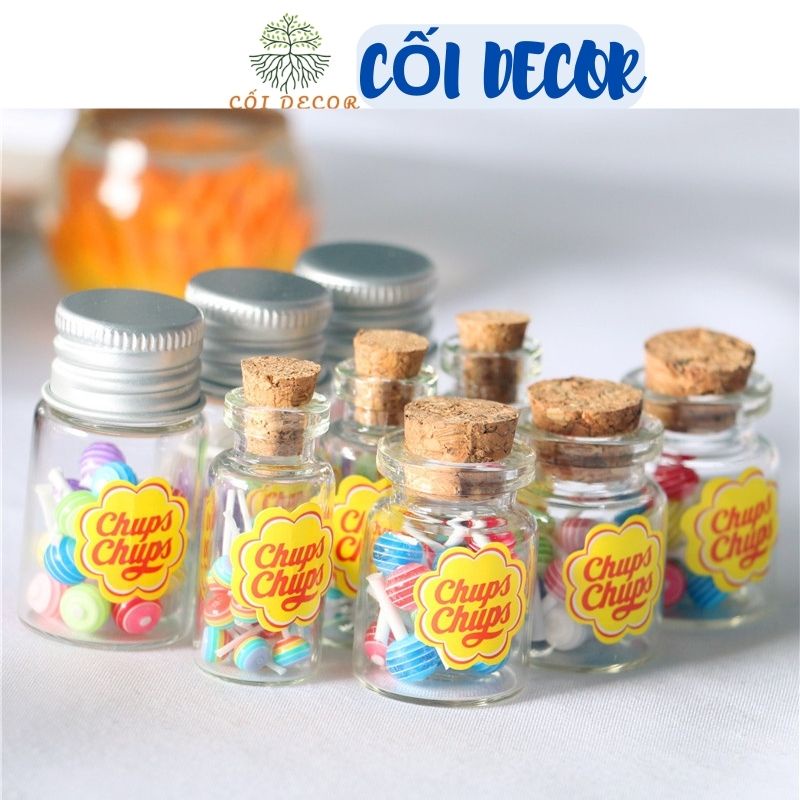 Trang trí Decor nhà cửa- Mô hình lọ kẹo mút  mini trang trí nhà cửa, bàn làm việc, mô hình nhà mini