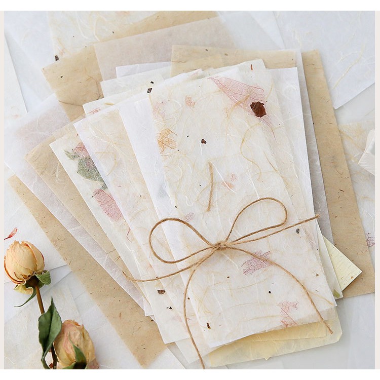 Set 30 tờ giấy hoa lá khô Vintage trang trí sổ, tấm giấy dán sổ Bullet Journal, thiệp, album