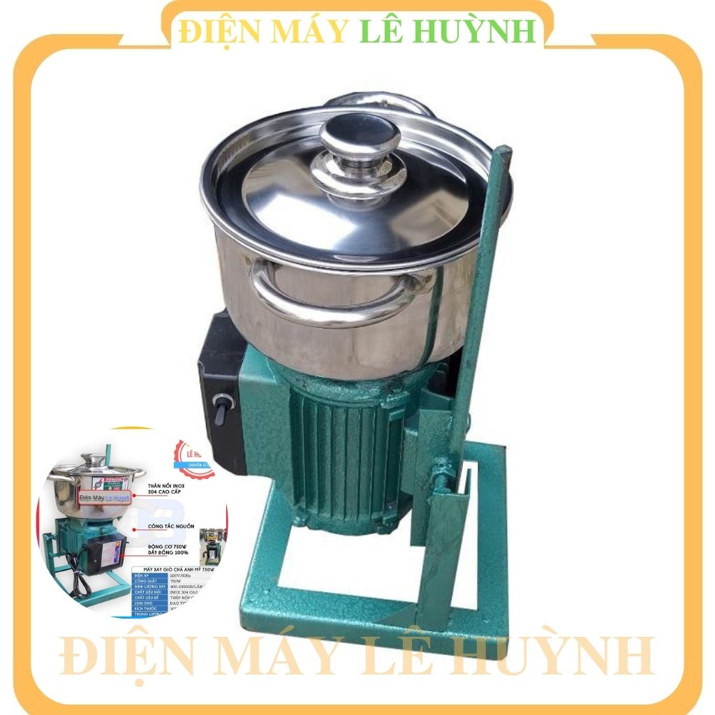 Máy cối xay thịt cá cua giò chả lụa thực phẩm bằng điện đa năng 750W inox, công nghiệp quấn lõi đồng suất lớn
