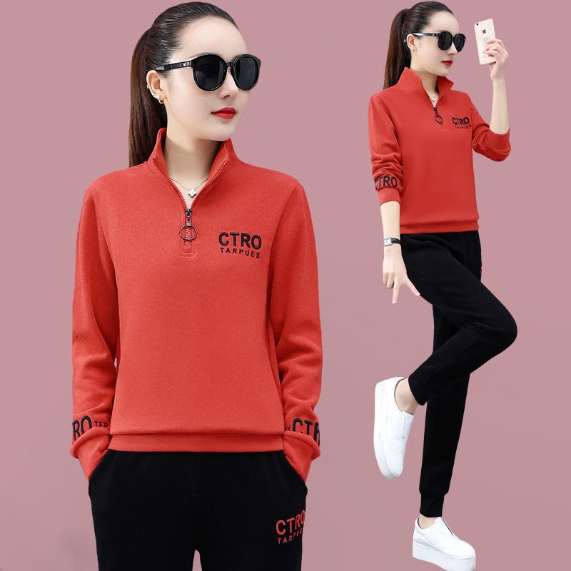 Bộ Đồ Thể Thao 100% Cotton Tay Dài Dáng Rộng Thời Trang Xuân Thu Cho Nữ 2021