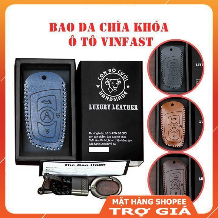 Bao Da Chìa Khóa ÔTÔ Vinfast Lux (Lux A, Lux SA, Fadil)Da Bò Nhập Khẩu bảo vệ chống xước, chống va đập , Khắc Tên, Số ĐT