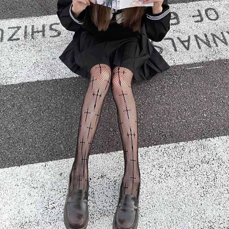Xixi Quần Tất Lưới Họa Tiết Hình Xăm Phong Cách Gothic Harajuku Lolita Dành Cho Nữ
