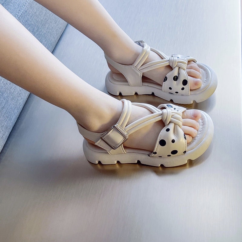 ( ảnh thật) Sandal cho bé - dép quai hậu cho bé gái quai da đan nơ nhỏ xinh xắn đế PU siêu mềm nhẹ