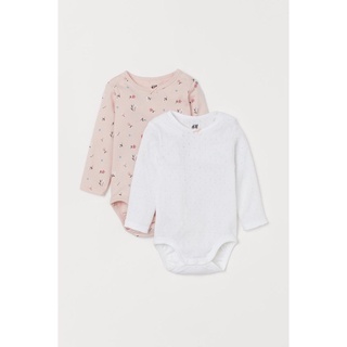 [H&M CHÍNH HÃNG]Set 2 body chip dài tay cho bé gái