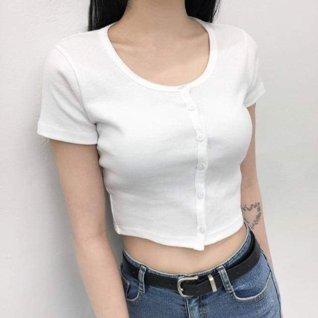 áo croptop trơn hàng nút xinh hot hit tôn dáng siêu hot
