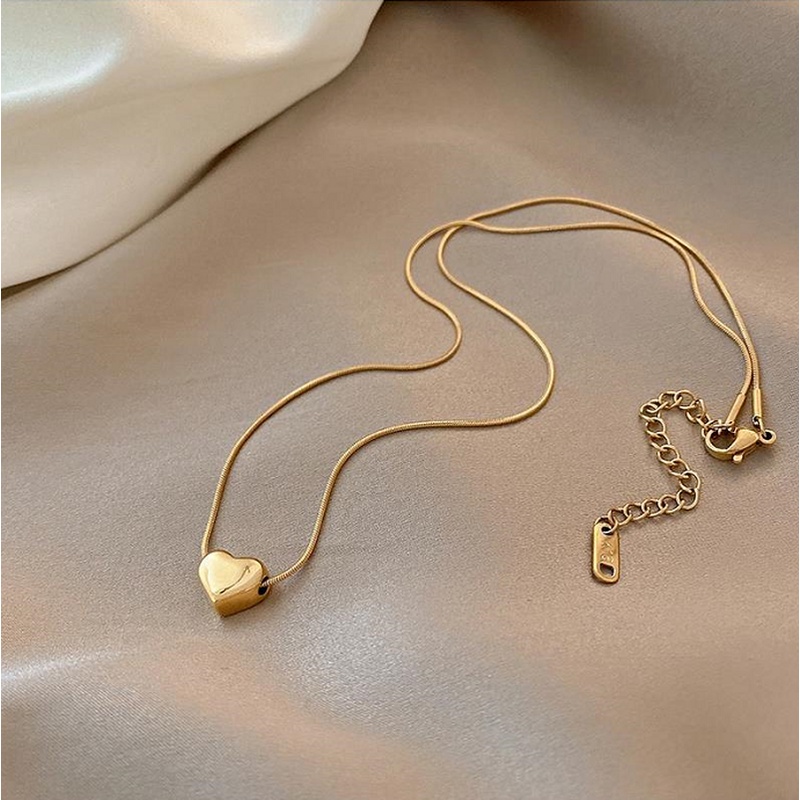 Dây Chuyền Mạ Vàng 18K Bằng Thép Không Gỉ Hình Trái Tim Nhiều Màu Sắc