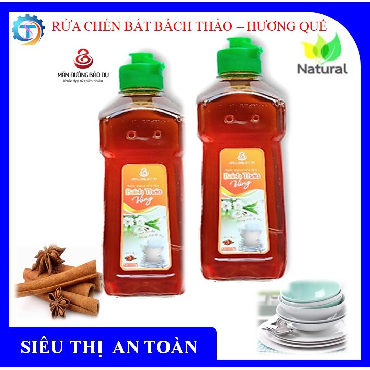 Nước rửa bát, chén Bách Thảo vàng, hương quế, từ tự nhiên không gây hại da tay - Chai 500gr