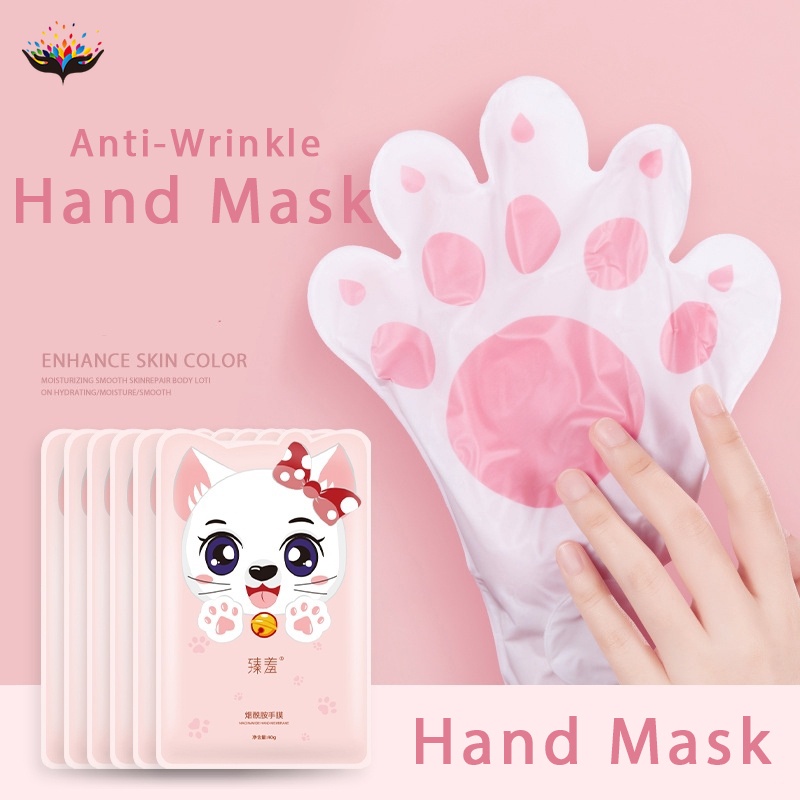 [Hàng mới về] Cặp mặt nạ tay dưỡng ẩm chống nếp nhăn chống lão hóa chăm sóc da thiết kế hình chân mèo xinh xắn