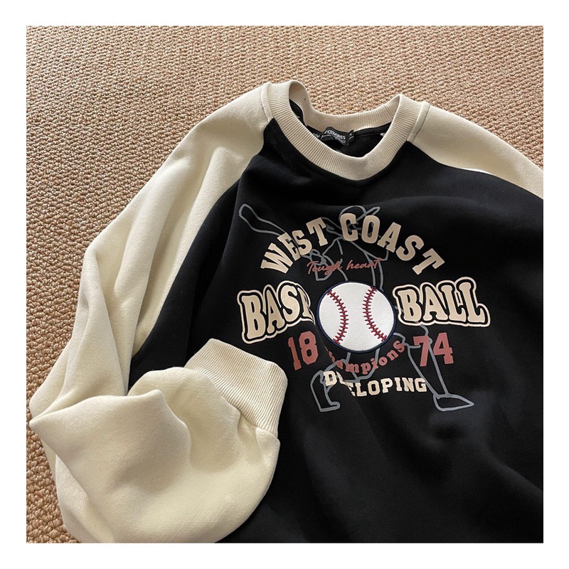 Áo nỉ nam nữ - Áo Sweater YAYSHOP dáng rộng ulzzang phối raplan chất nỉ dày dặn - Sweater in BASEBALL Bóng Chày | WebRaoVat - webraovat.net.vn