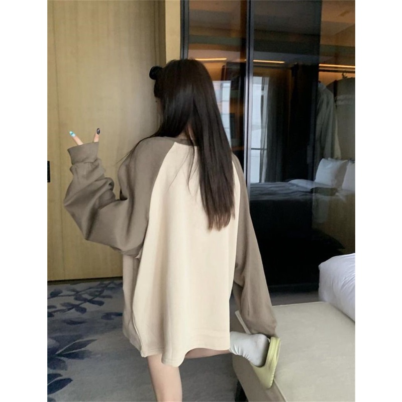 Áo Sơ Mi Nữ Tay Dài Oversize Màu Sắc Tương Phản