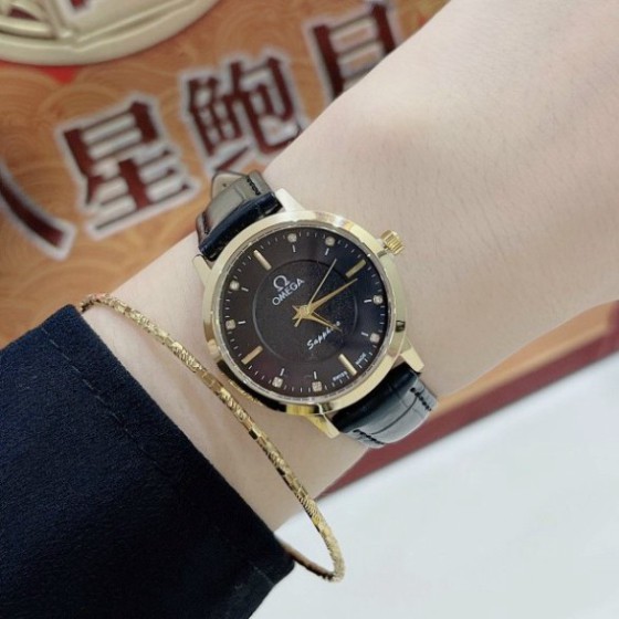Đồng hồ nữ Omega, dây da mềm, hai màu nâu và đen, hàng full box, thẻ bảo hành 12 tháng - Dongho.omega  (Đồng hồ thời tra