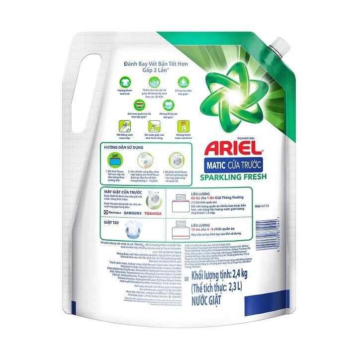 Nước Giặt Ariel Của Trước Tươi Mát Túi 2.15KG