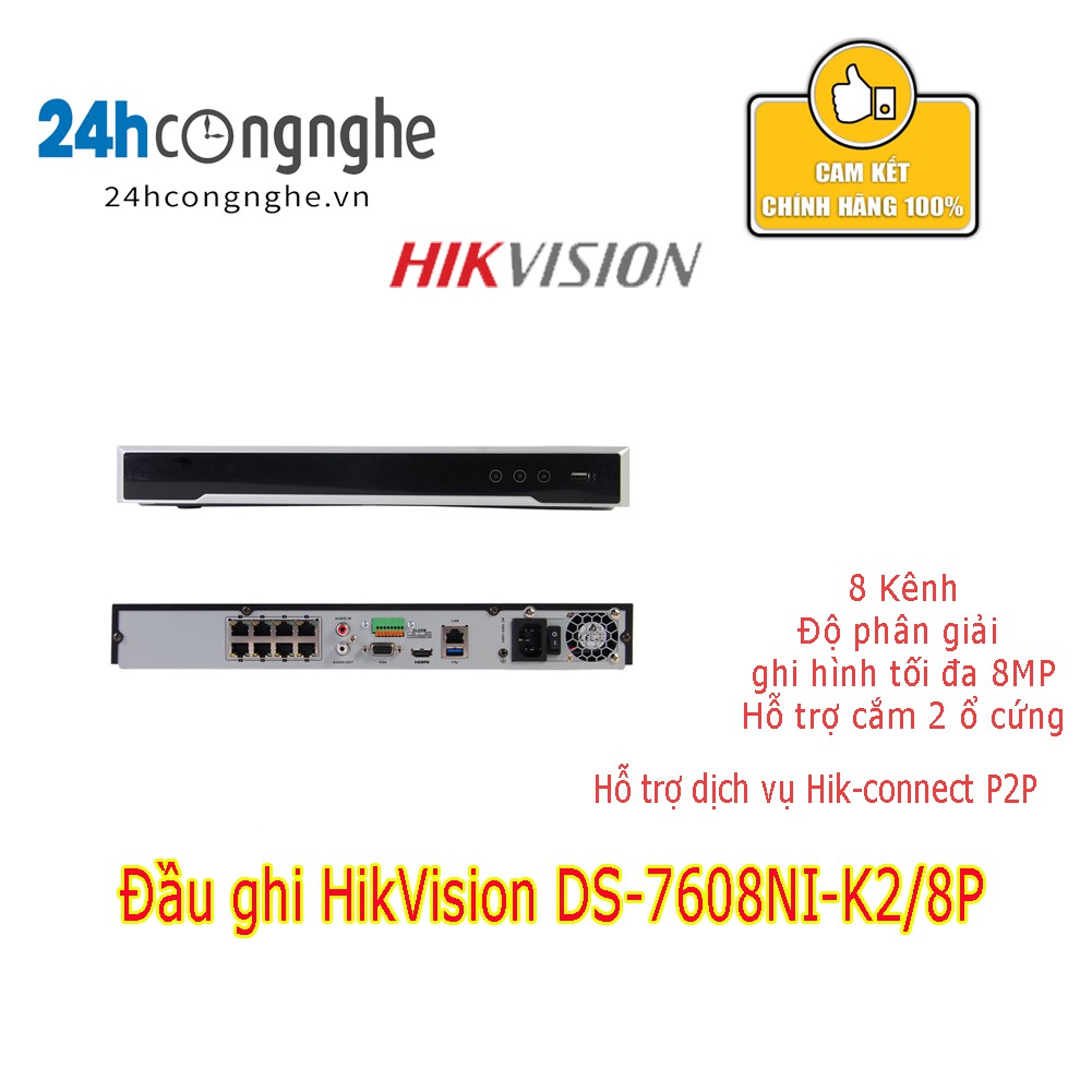 Đầu ghi IP Hikvision DS-7608NI-K2/8P