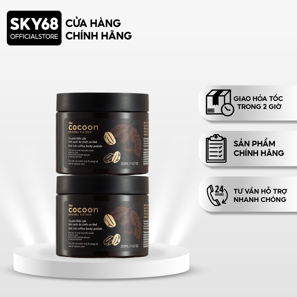 Combo 2 Cà phê Đắk lắk COCOON Làm Sạch Da Chết 200ml x2