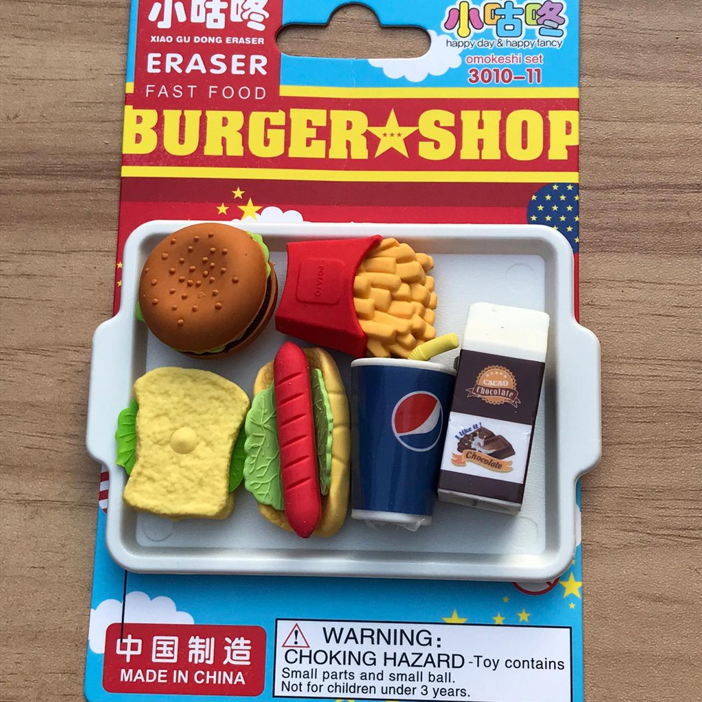 1 Bộ Gôm Tẩy Hình Thức Ăn Cola Hotdog Burger - Ivn66