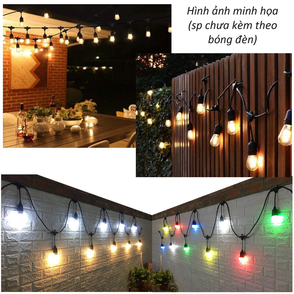 Dây đui đèn treo trang trí ngoài trời chống chịu nước 5m 10 đuôi 10m 20 đui E27 lựa chọn LH-xmx | BigBuy360 - bigbuy360.vn