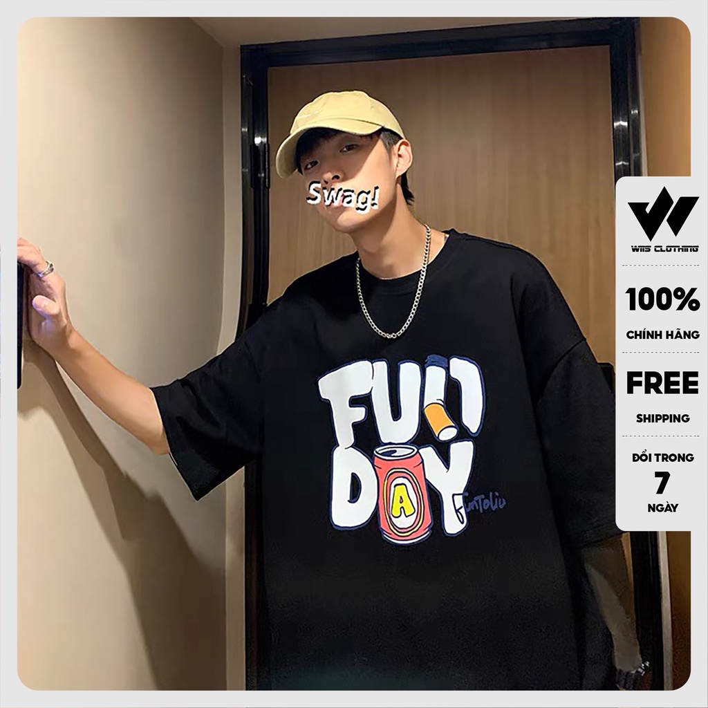 Áo thun tay lỡ unisex form rộng WIIS FunDay phông rộng nam nữ phong cách oversize ulzzang