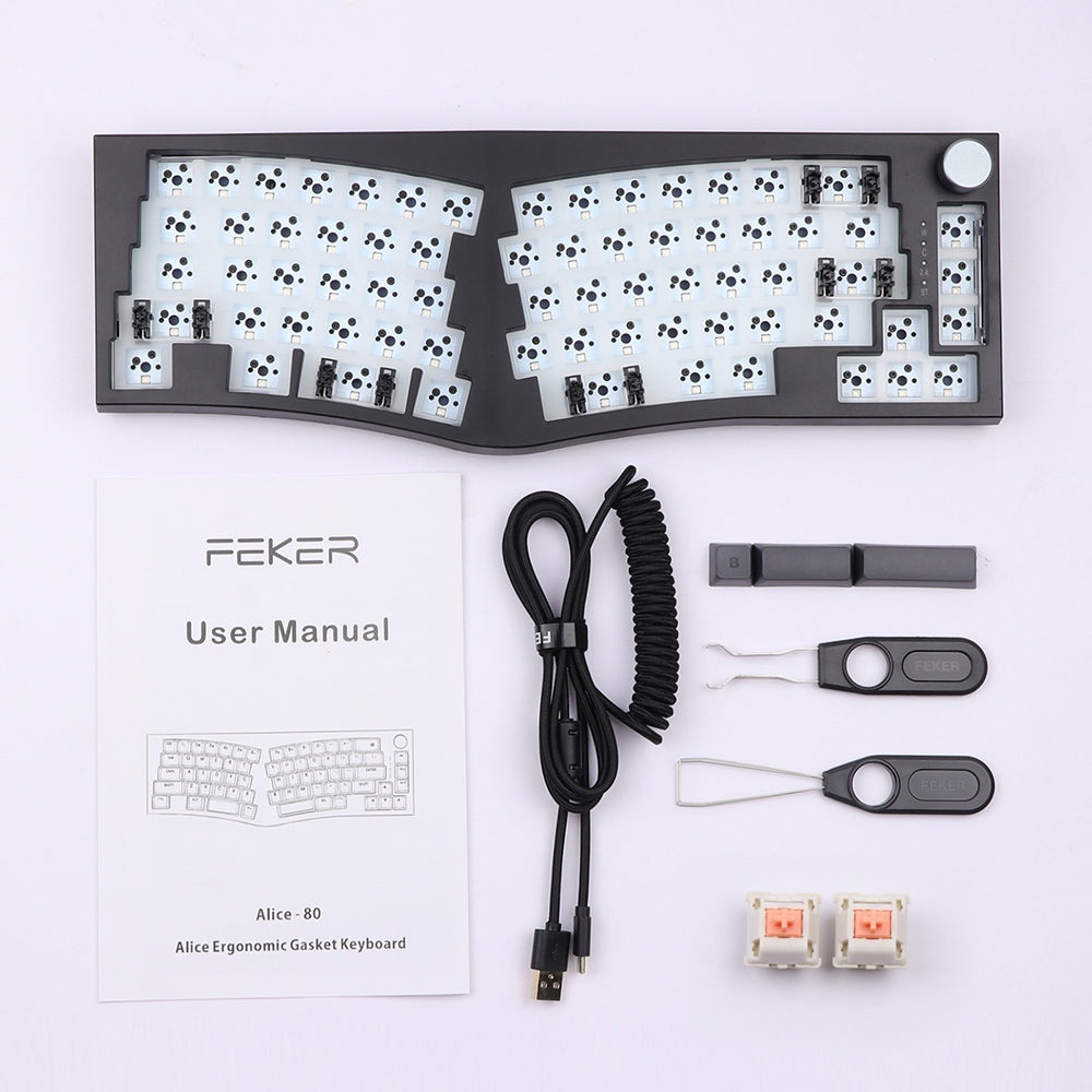 [Sẵn] KIT Feker Alice 80 | 3 Modes Mạch Xuôi Núm Xoay Pin 8k Gasket RGB Hotswap Foam | Bàn Phím Cơ | Gateron Akko | VCK