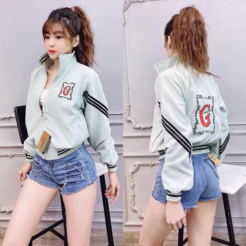 Áo khoác Nữ dù 2 lớp form ôm eo, phối cánh tay in hình ấn tượng - Hot trend | BigBuy360 - bigbuy360.vn