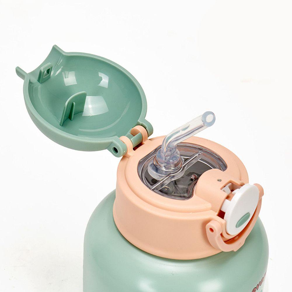 Bình Nước Giữ Nhiệt 600ml Bằng Thép Không Gỉ Có Ống Hút Và Dây Đeo