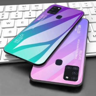 Ốp điện thoại mặt kính cường lực chống sốc màu gradient cho Samsung Galaxy A21S