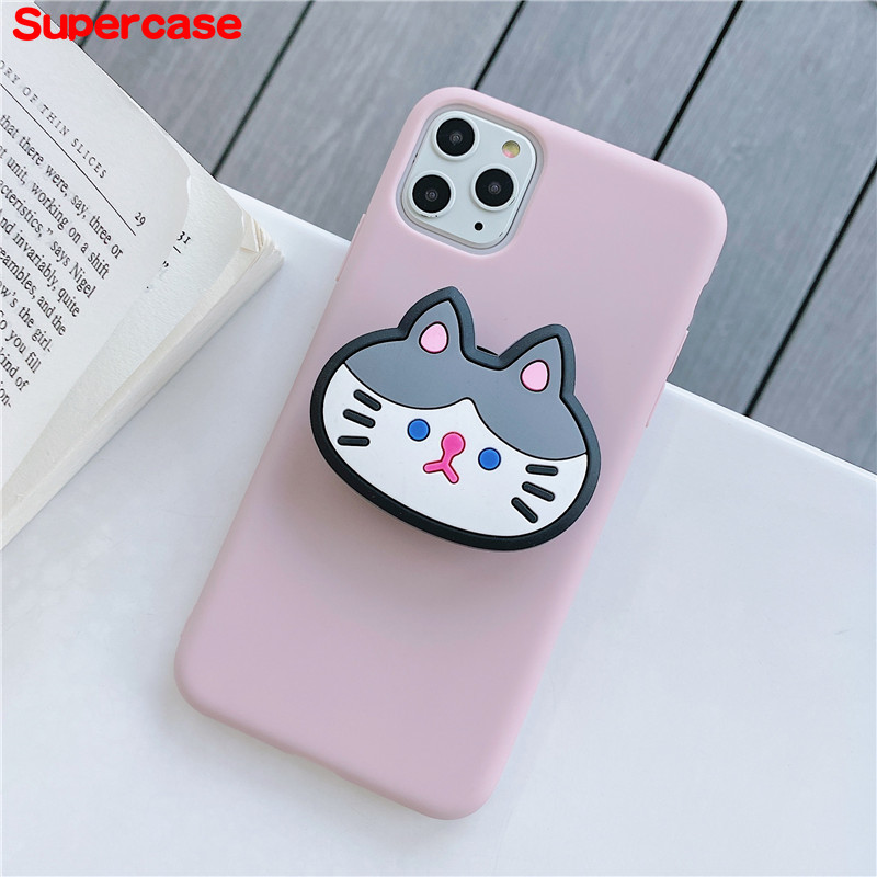 Soft phone case for Xiaomi Mi CC9 A3 9 Lite SE Mix 3 2 2s Play 3D Cartoon Animal Cat Dog Kitten Puppy Lion Bracket