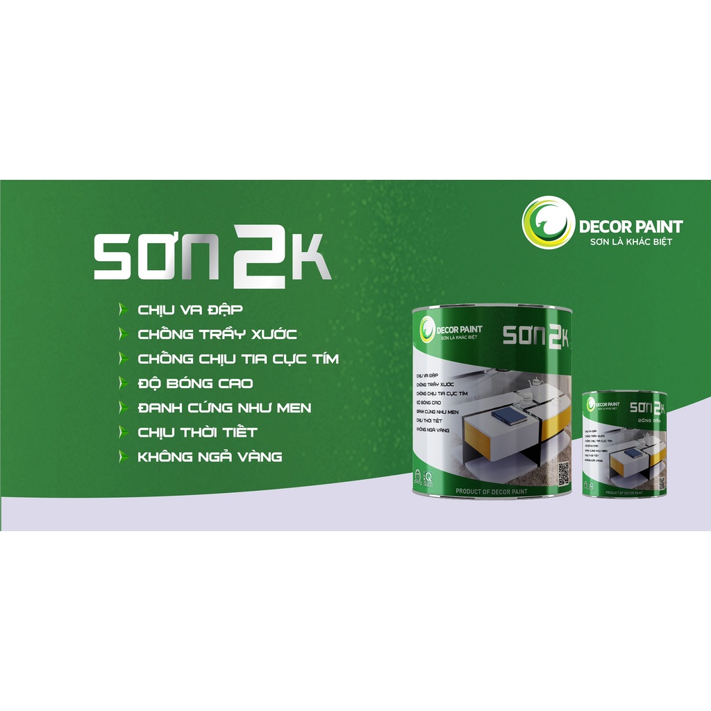 Sơn 2K đa năng màu trắng, màu bóng sơn trên nhiều chất liệu khác nhau như sắt, inox, nhựa, kính, bê tông...Decor Paint