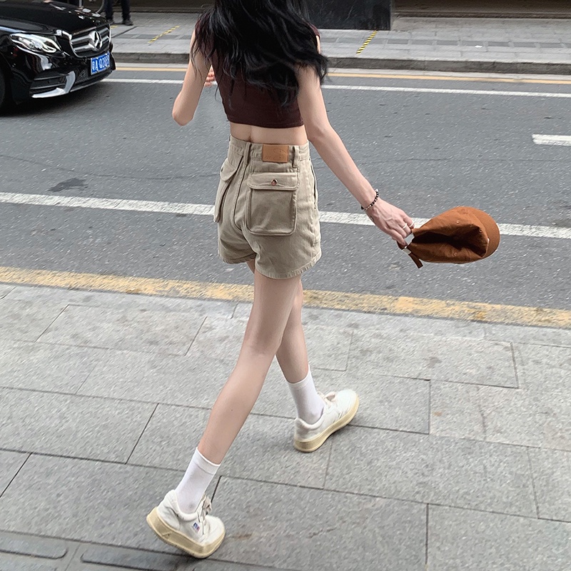 Quần Short Denim Lưng Cao Ống Rộng Thời Trang Mùa Hè Dễ Phối Đồ Cho Nữ