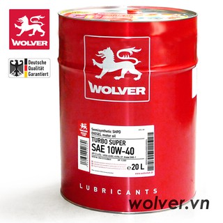 NHỚT WOLVER TURBO SUPER SAE 15W40 (20 LÍT) - chuyên dùng cho xe tải, bus, tàu thuyền, động cơ diesel  cao cấp hạng nặng