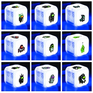 Đồng hồ báo thức để bàn đổi màu đèn led IN HÌNH Among us Ben 10 game chibi