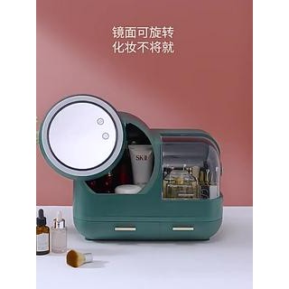 Kệ trang điểm - Hộp đựng mỹ phẩm cao cấp nhập khẩu mới có gương đèn LED CÓ QUẠT chăm sóc da mặt siêu xịn xò
