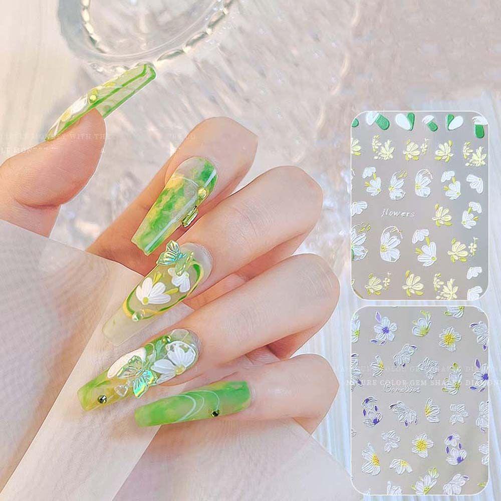 Miếng Dán Trang Trí Móng Tay Tự Dính Họa Tiết Hoa Cúc / Hoa Tulip Xinh Xắn