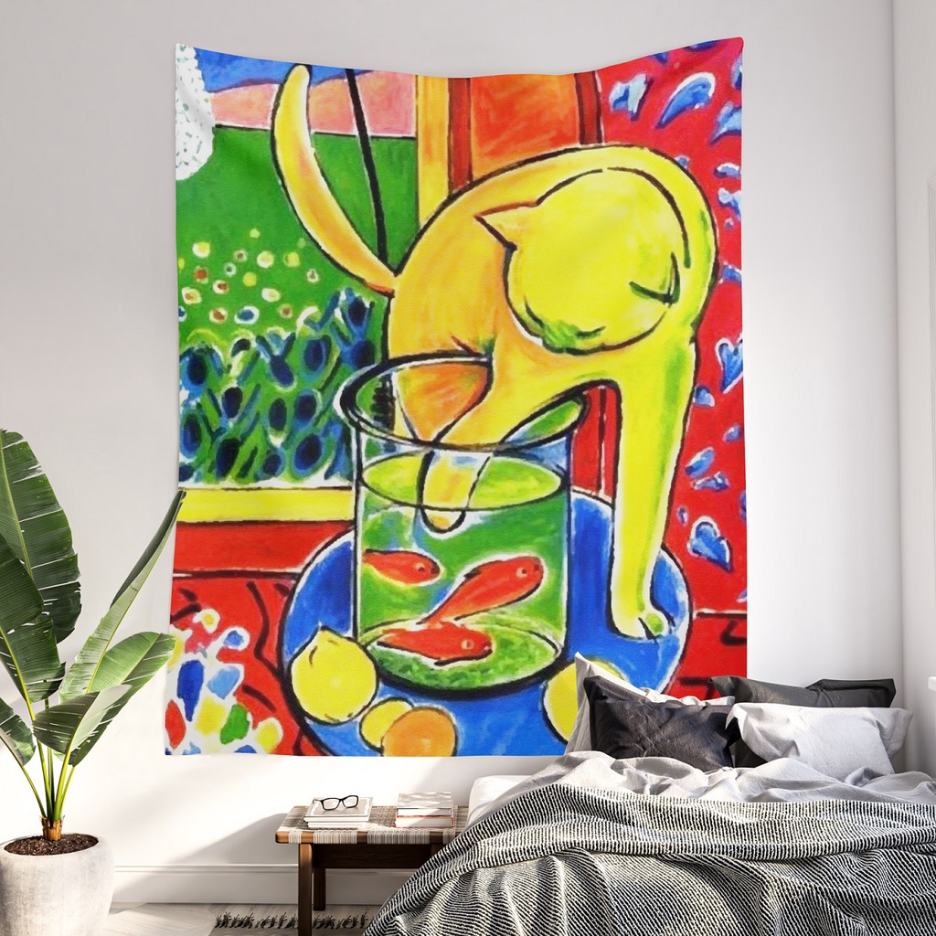 [TẶNG móc dán tường + đinh] Tranh vải trang trí phòng ngủ cô gái Matisse - tranh vải treo tường