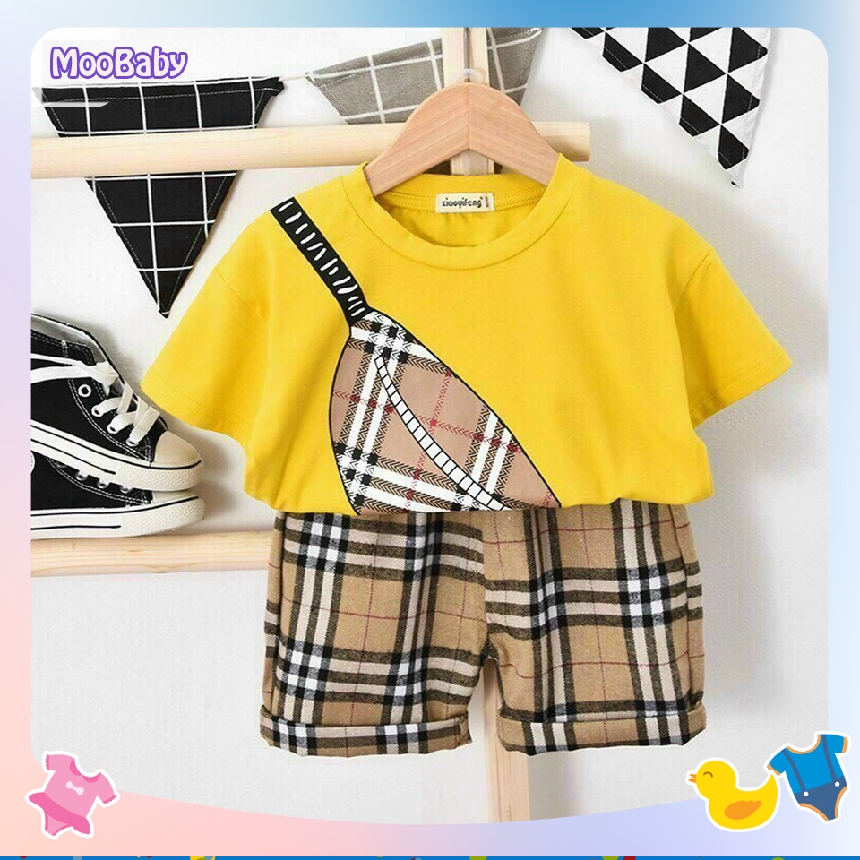 Bộ cộc tay bé trai chất cotton cao cấp hình túi chéo siêu cute cho bé từ 6-27kg MOOBABY SHOP