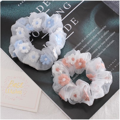 Scrunchies ,Dây buộc tóc, Cột tóc Hoa Cúc Thiêu