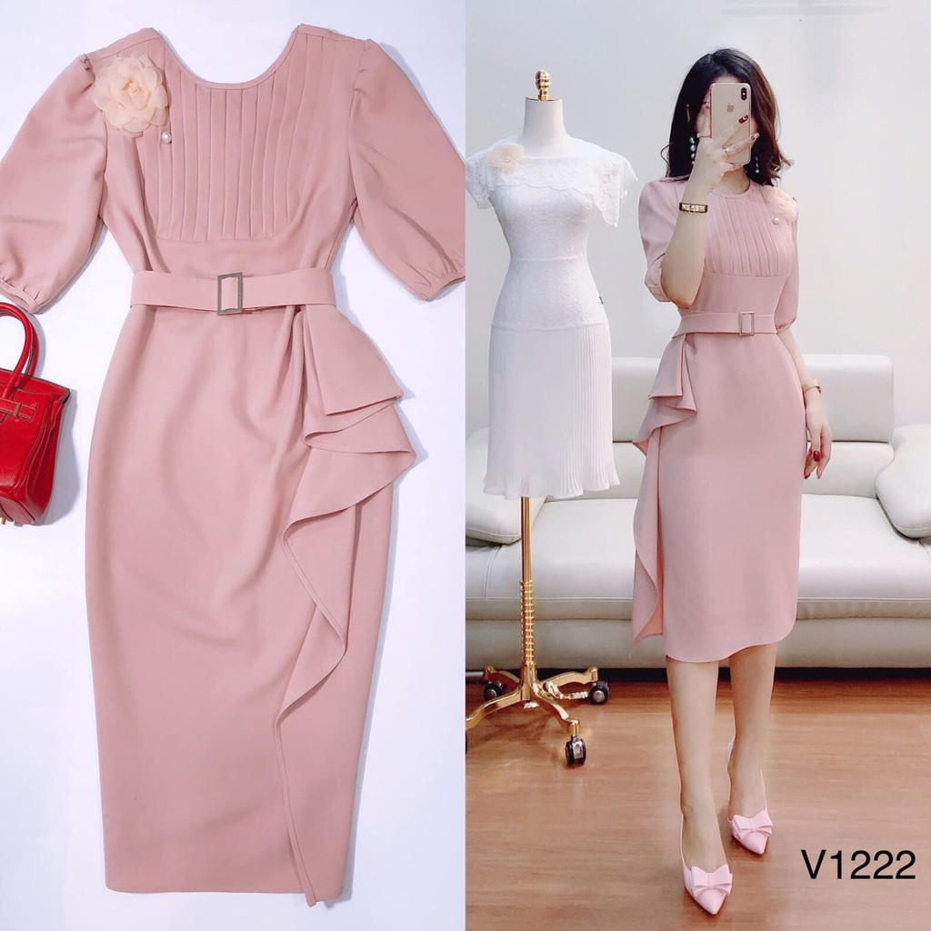 Đầm thiết kế đai eo thanh lịch V1222 - ChatFashion.vn shop kèm ảnh thật - HÀNG THIẾT KẾ