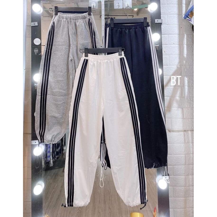 Quần Jogger 3 Sọc Thể Thao Unisex  Nana's House - FREESHIP  Quần thể thao dáng dài suông trơn nam nữ, họa tiết kẻ viền