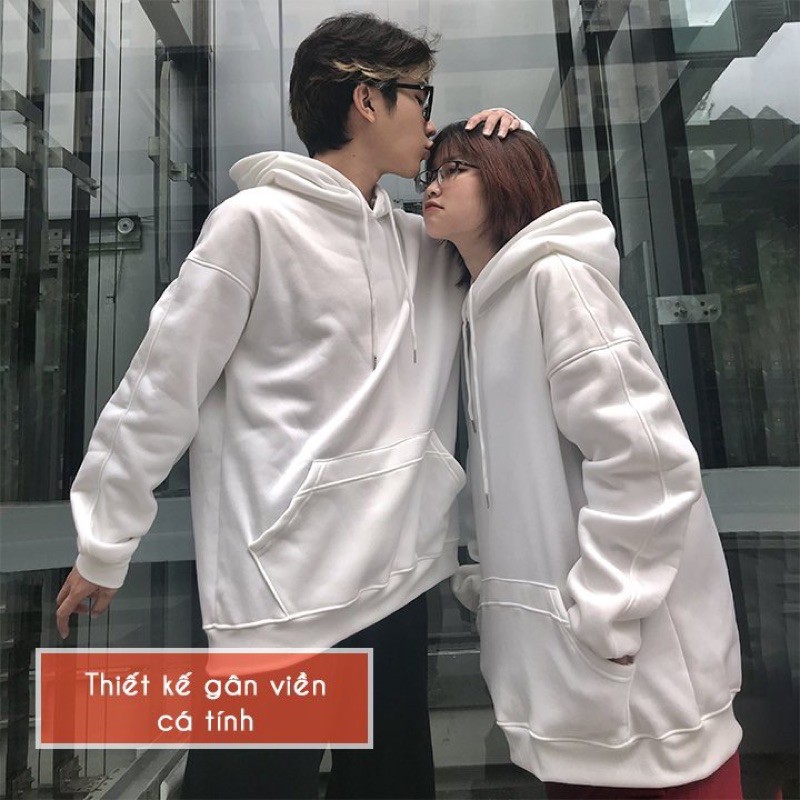 Áo hoodie đôi, hoddie cặp trơn basic Wado cho mùa thu đông dáng unisex form rộng nỉ bông